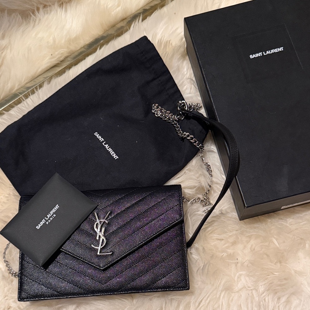 YSL Saint Laurent Black Quilted Chain Wallet Shoulder Bag - Picture 5 of 5